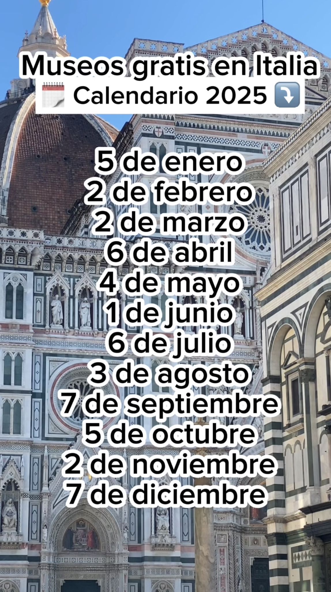 fechas de museos gratis en italia durante todo el 2025